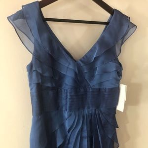 Adrianna Papell Blue Chiffon Petal Dress, NWT, 6P